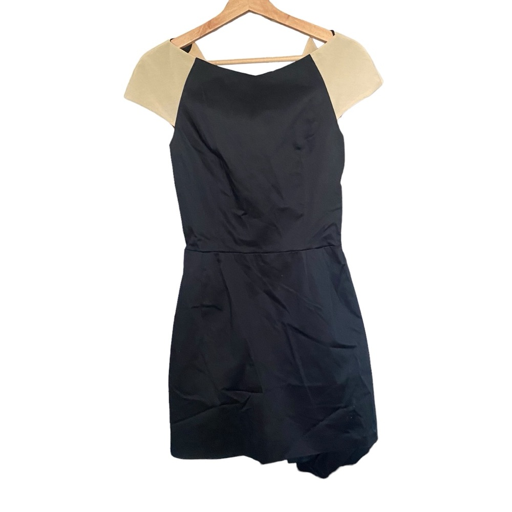 NWT Porter Grey Black Cap Sleeve Bow Open Back Sheath Dress Women's 6